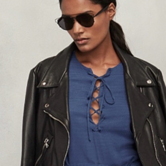 Reformation Corson Teal Lace Up Romper - Picture 4 of 14